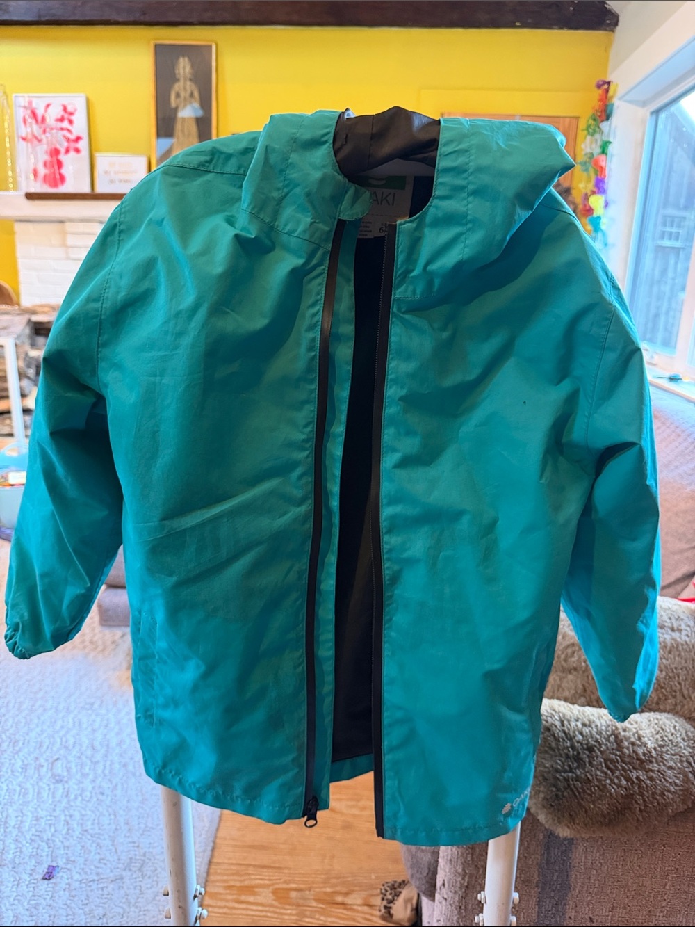 OAKI Kids Teal Hooded Raincoat, size 6/7